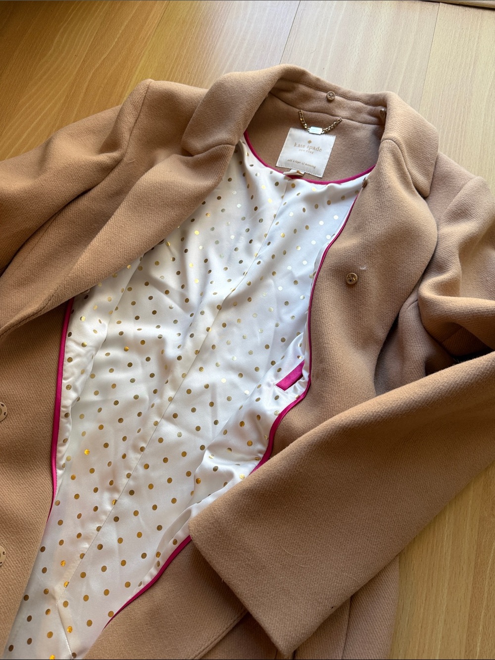 kate spade Tan Wool-Blend Trench Coat - Picture 3 of 13